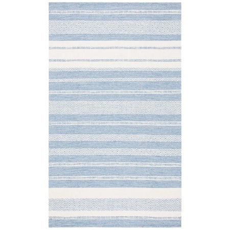 Safavieh 6 x 9 ft. Striped Kilim Contemporary Rectangle Hand Woven Rug - Ivory & Blue STK503A-6
